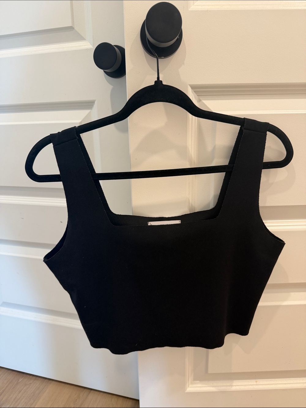 Mango Black Square-Neck Crop Top